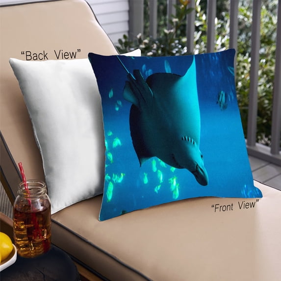 Ahgly Company Animals Manta Ray Outdoor Throw Pillow, 18 inch by 18 inch