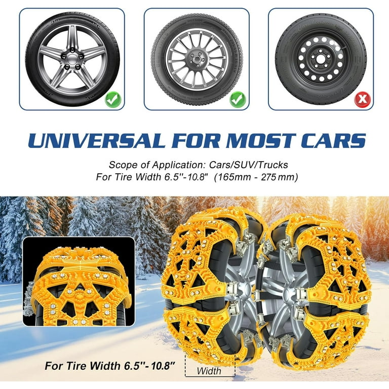 Set of 6 Car Tire Snow Chain Universal Stainless Steel Snow Chains Set  Anti-Skid Snow Tyre Chains Adjustable Tire Wheel Traction Chains for Truck  SUV