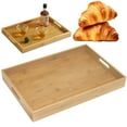 thumbnail image 2 of Mohdy Bamboo and Wooden Trays,Farmhouse Serving Tray with Handles Large Rectangular Snack Tray Serving Platter for Breakfast Tea Coffee Table Nesting Ottoman Bed Tray Decorative, 2 of 9
