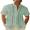 Mint Green, variant on Men's short-sleeve casual button-up shirt, stand collar guayabera shirt, beach shirt