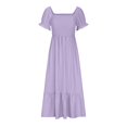 thumbnail image 4 of Birdeem Mode Décontractée Été Col Carré Manches Courtes Robe Longue pour Femmes, 4 of 12