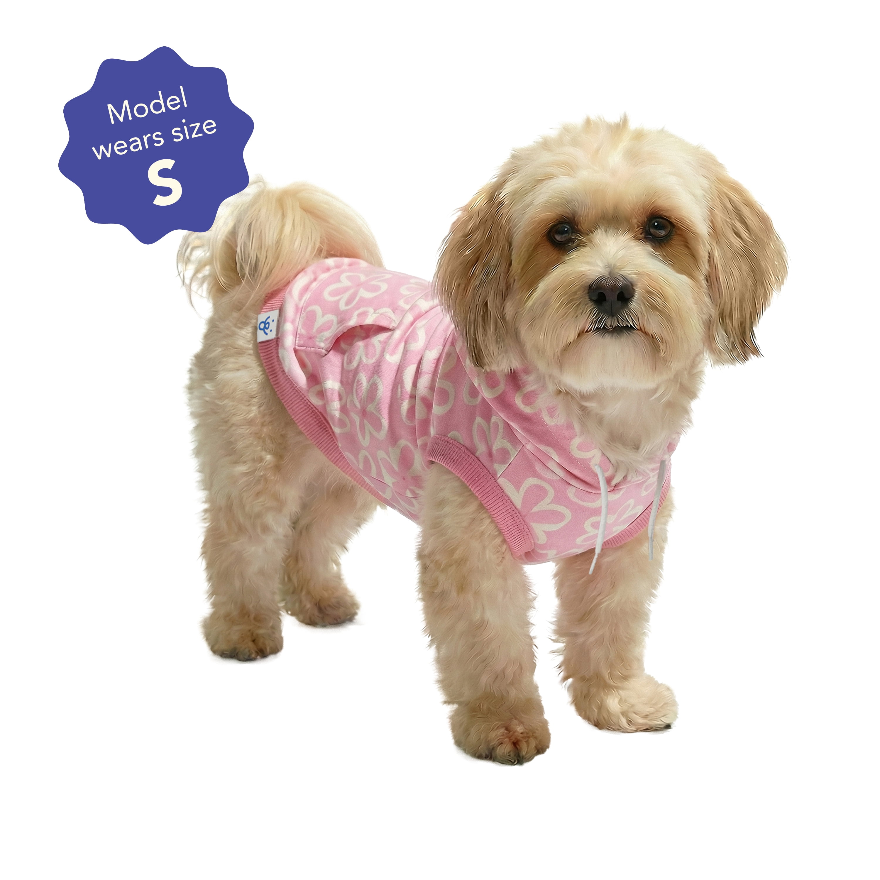 Oodles Pink Tropical Blooms Floral Spring Dog Hoodie, Small