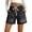 Black, variant on Jean Shorts for Women High Waisted Pull on Drawstring Elastic Waist Trendy Stretchy Denim Wide Leg Jorts Summer Shorts with Pockets L
