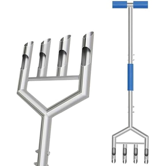 Manual Core Aerator Lawn Tool - Lawn Aeration Tool with 4 Hollow Tine,Handheld Lawn Care Coring Soil Aerator for Lawn,Yard,Golf Course,Agriculture,Garden,Farm Aerator$$Garden & Patio