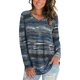 thumbnail image 1 of Camiseta de manga larga con cuello en V para mujer, Tops holgados con estampado inferior a la moda para Otoño e Invierno para fiesta, oficina, trabajo, informal, gris, 3XL, 1 of 5