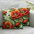 thumbnail image 3 of Creowell  Red Poppies Flowers，Printed Throw Pillow Case Square Decorative Pillow for Sofa, Chair, Daybed, ，Red and Green, 3 of 5