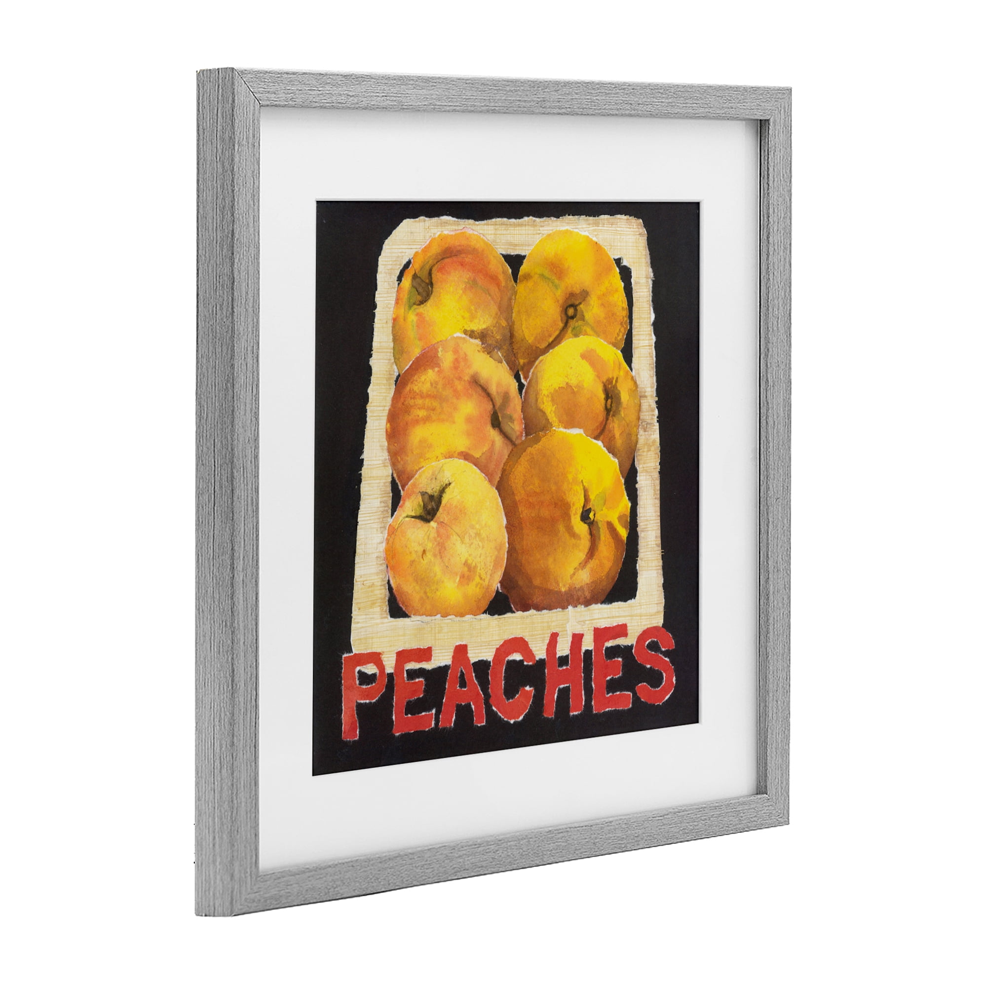 Stupell Industries Collaged Garden Peaches Gray Framed Print Under Glass, design by Nancy Overton