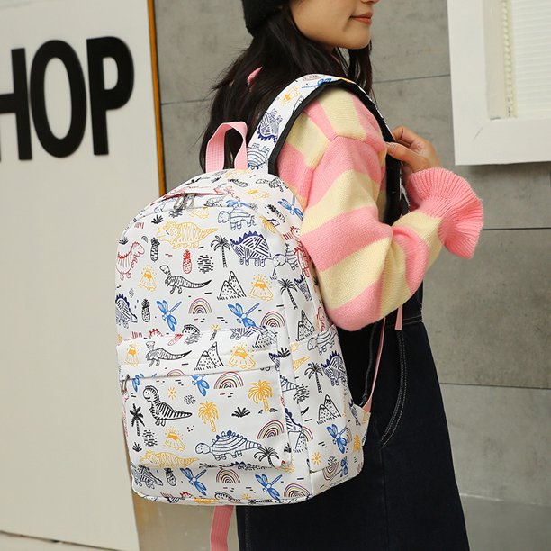 Mochila con estampado para estudiante, juego de mochilas con fiambrera, estuche para lápices, color blanco, 3 uds. FLhrweasw Para estrenar