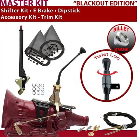 American Shifter 4L80E Shifter Kit Black 10 in. E Brake Cable Trim Kit Dipstick for EF5D7