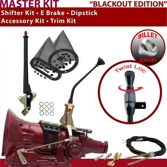 American Shifter 2004R Shifter Kit Black 10 in. E Brake Cable Trim Kit Dipstick for EFCCF