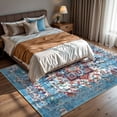 thumbnail image 5 of GLN Rugs Narli - Indoor, Machine Washable Area Rug 9'5"x12' Turkish Blue Home Carpet, 5 of 8