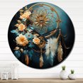 thumbnail image 1 of Designart "Gilded Dreams Gold Dream Catcher I" Landscapes Oversized Wall Clock, 1 of 6