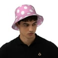 thumbnail image 4 of Xecao Pink And White Polka Dot Print Men and Women Night Reflective Hat Runner Cap Visor Bucket Hat Boonie Cap, 4 of 6