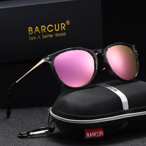 BARCUR Vintage Style Men Sunglasses TAC Lens Material Elliptical Frame Fishing Versatile Reduces Glare Anti UV Brand Packaging