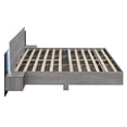 thumbnail image 3 of New Modern King Size Wooden Bed – LED-Enhanced Floating Platform w/Attached Nightstands & Wood Grain Finish | Easy Assembly MDF Bed Frame, 3 of 10