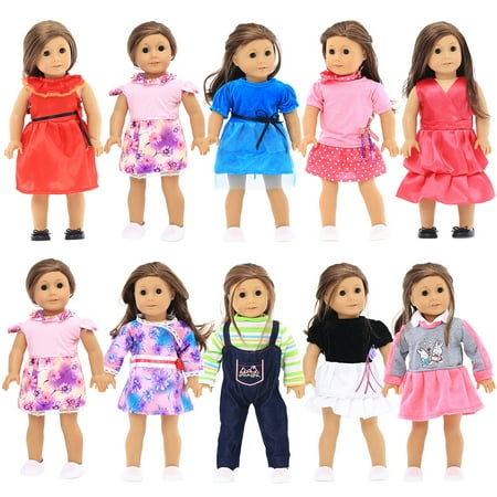 18 inches Doll Clothes 10 Different Unique Styles Well Fit for American Girls Doll, Doll and Me, My Life Doll, and My Generation Doll by Party