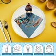thumbnail image 6 of WYYP Horses Feathers Blue Background Polyester Cloth Napkins Gift Party Dinner Decoration Washable Napkins 6 PCS, 6 of 7