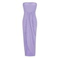 thumbnail image 4 of Ecqkame Prom Dresses 2025 Sexy Strapless Tube Evening Dress Solid Color Wrap Hips Hollow-Out Long Dress Purple M, 4 of 5
