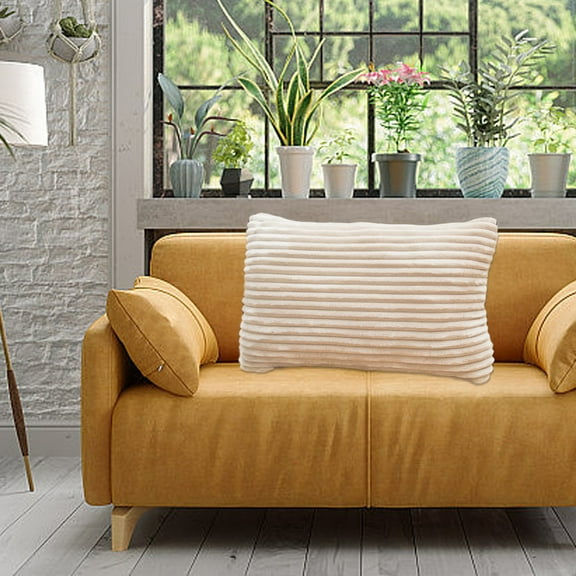 Openpig Soft Stripe Decorative Lumbar Pillow Cover Solid Corduroy Textured Euro Oblong Cushion Case for Couch Bedroom Sofa, 12x20 Inch