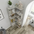 thumbnail image 2 of Hommoo 6-Tier Freestanding L-Shaped Corner Bookshelf Display Shelf, Wooden Bookcase Multifunctional Open Storage Rack Organizer, Light Gray, 2 of 8
