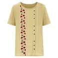 thumbnail image 4 of Fiudx Ofertas Flash Del Día Blusa de Manga Corta Holgada y Cómoda con Estampado a La Moda para Mujer, Tops Informales con Cuello Redondo y Cierre de Corte con Botones, 4 of 4