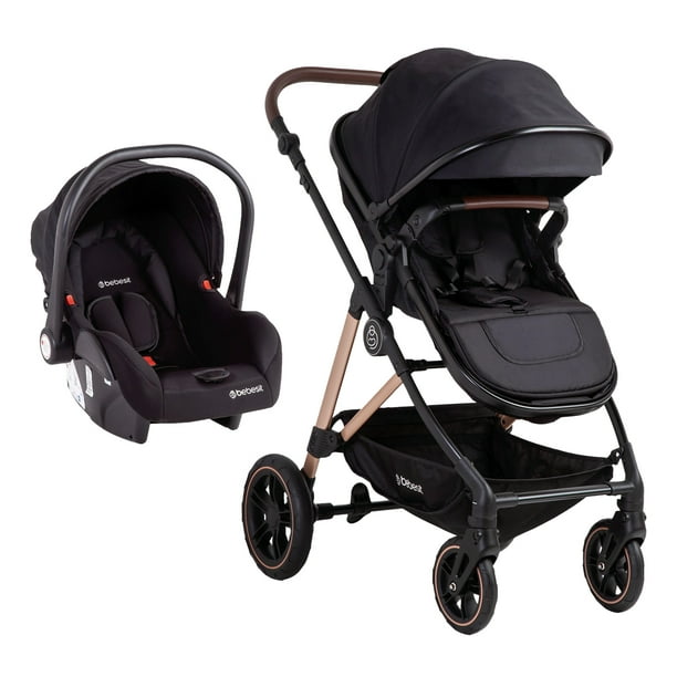 Travel System Bebesit Neo Negro Completo Porta Bebé Reclinable Compacto Cinturón 5 Puntos 0 a 3 Años