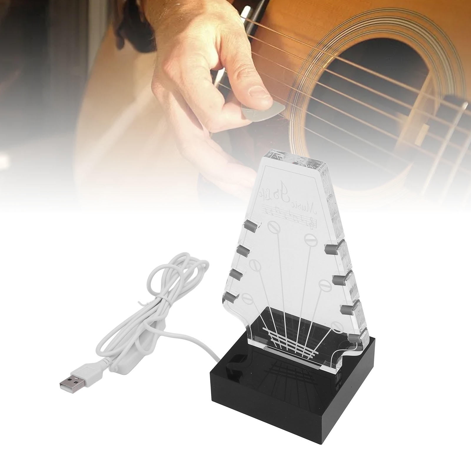 LAZIOEGR Light‑Up Acrylic Guitar Pick Stand – 8 Slots, 3 LED Color Temps, 10 Brightness Levels, Headstock Design