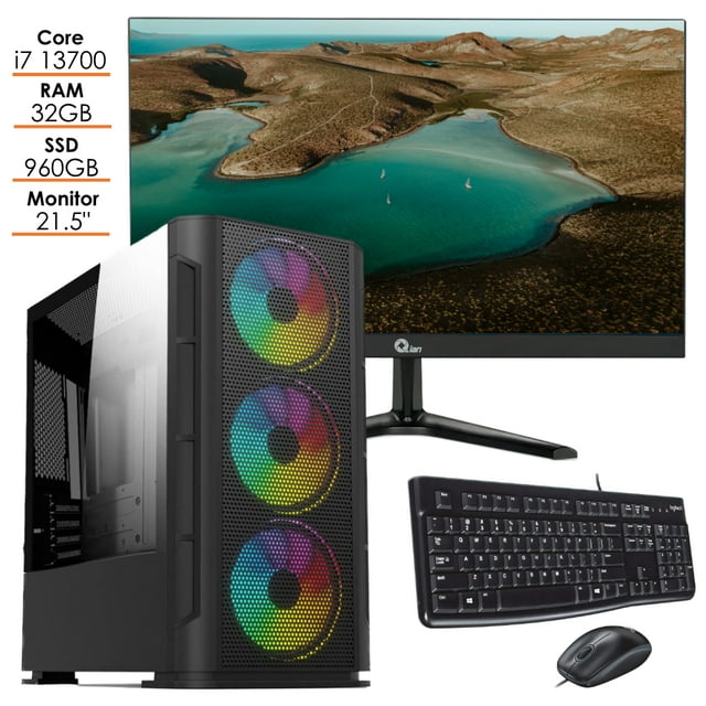 PC nueva generación Intel i7 13700 RAM 32GB SSD 960GB Monitor 21.5