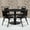 Black, variant on BizChair 36'' Round Walnut Laminate Table Set with Round Base and 4 Black Trapezoidal Back Banquet Chairs