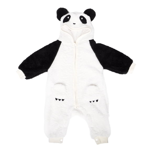 Body de invierno con diseño de panda para recién nacidos, niños y niñas, adorable ropa de felpa de manga larga, cálida y acogedora para clima frío, 80 cm