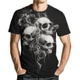 thumbnail image 3 of GHUALURU Men's Skull Graphic T-Shirt Smoke Print Tee Casual Streetwear Crewneck Short Sleeve Shirt, 3 of 6