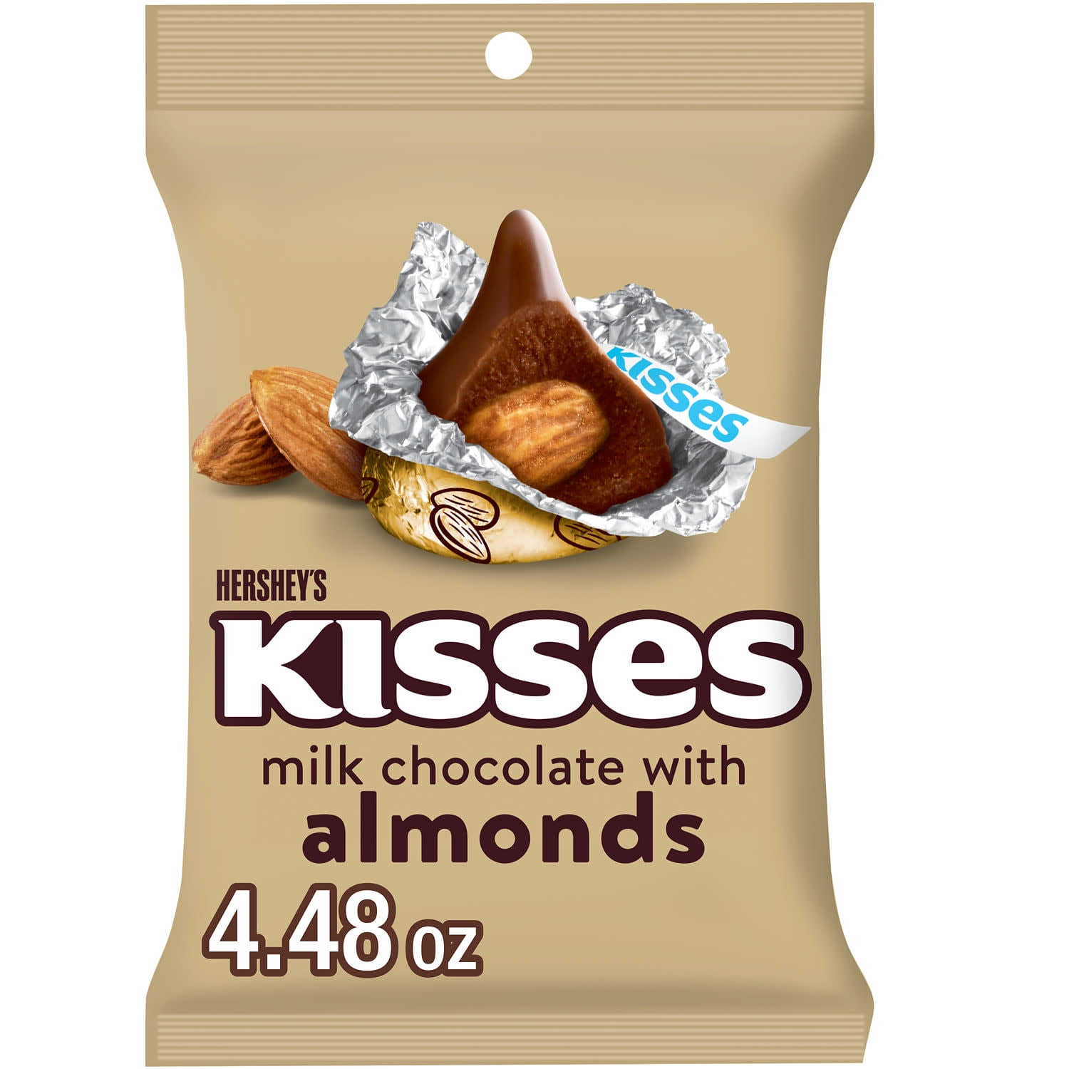 (6 pack) Hershey's Kisses Milk Chocolate with Almonds Candy, Bag 4.48 oz