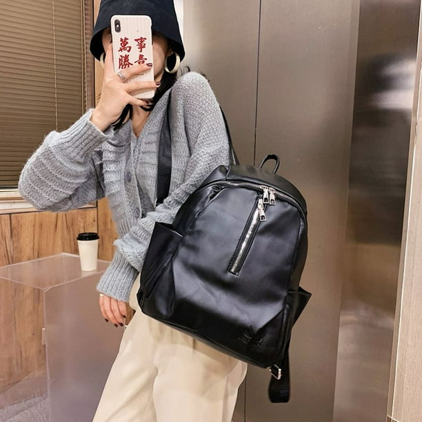 Bolsa Mochilas escolares de piel sintetica para mujer morrales escolares de piel Ehuebsd sintetica a la moda de un solo Color con cremallera para estudiantes Walmart en linea