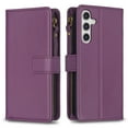 thumbnail image 2 of Dteck Wallet Case for Samsung Galaxy S24,Magnetic Leather 9 Card Slots Kickstand Zipper Cash Pocket Shockproof Full Body Protection Cover with Wrist Strap for Galaxy S24, Darkpurple, 2 of 8