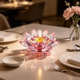 thumbnail image 4 of Steadline Glass Candlestick,Lotus Shaped Candle Holder With Stable Base,Translucent Tabletop Ornament For Dining Space Wedding Party Aromatherapy Layout And Indoor Ambient Decoration(Pink), 4 of 7