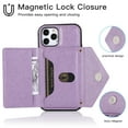 thumbnail image 2 of Wallet Case for iPhone 12  / 12 Pro, Detachable Crossbody Lanyard Strap PU Leather+Soft TPU Bumper Magnetic Clasp Back Flip Credit Card Slots Kickstand Cover for iPhone 12  / 12 Pro - 6.1", Purple, 2 of 10