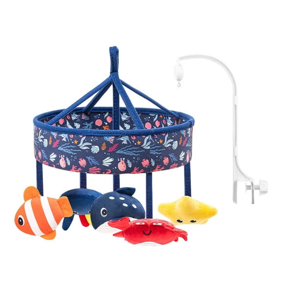 Sinyiin Baby Bedside Musical Mobile With Rotating Sea Creatures Soft Plush Hanging Decors And Secure Crib Mounting Bracket