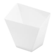 2 oz Square White Plastic Girata Dessert Dish - 2" x 2" x 1 3/4" - 100 count box