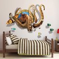 thumbnail image 2 of Adhesivos de pared con diseño de pulpo, diseño 3D de animales marinos, PVC, 60 x 90 cm, autoadhesivo, 2 of 2