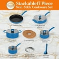 thumbnail image 2 of NutriChef 17 Piece Cookware Set, Non-Stick Pans and Pots with foldable Knob, Space Saving, Stackable, Nylon Tools Set, Induction Base, Blue, 2 of 3