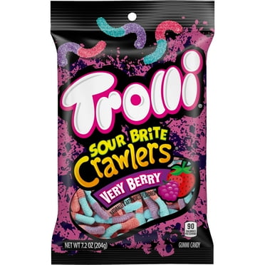 2X - Trolli Sour Brite Crawlers, Candy, Very Berry, Sweet And Sour, Gummy Worms, Back To School Sweet Treat, 7.2 Oz