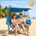 thumbnail image 2 of ABORON Camping Chair for 2 Person with Canopy, Portable Folding Double Camping Chair for Adults, Oversized Double Beach Loveseat with Cup Holders and Pocket, 600 lbs Heavy Duty Camping Couch - Blue, 2 of 8