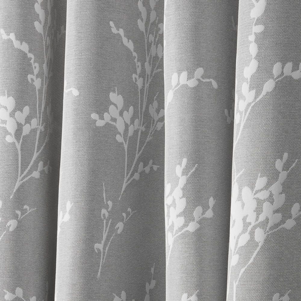 Nicole Miller Turion Floral Room Darkening Blackout Grommet Top Curtain Panel Pair, 52"x96", Ash Grey
