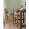 thumbnail image 2 of Farmhouse Haze Blue Brown Bar Stool Covers Set of 6, Vintage Wooden Striped Stretch Washable Bar Chair Covers with Backs, Removable Pub Counter Height Chair Cover for Kitchen Dining Room Cafe, 2 of 7