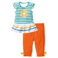 thumbnail image 2 of LYHaoo Girls Clothing Sets Girls Summer Outfits 2 Piece Set Floral Print Short Sleeve Top With Ruffle Sleeves And Elastic Waist Pants Toddler Kids Clothes Sizes 9-10 Years(Orange), 2 of 6
