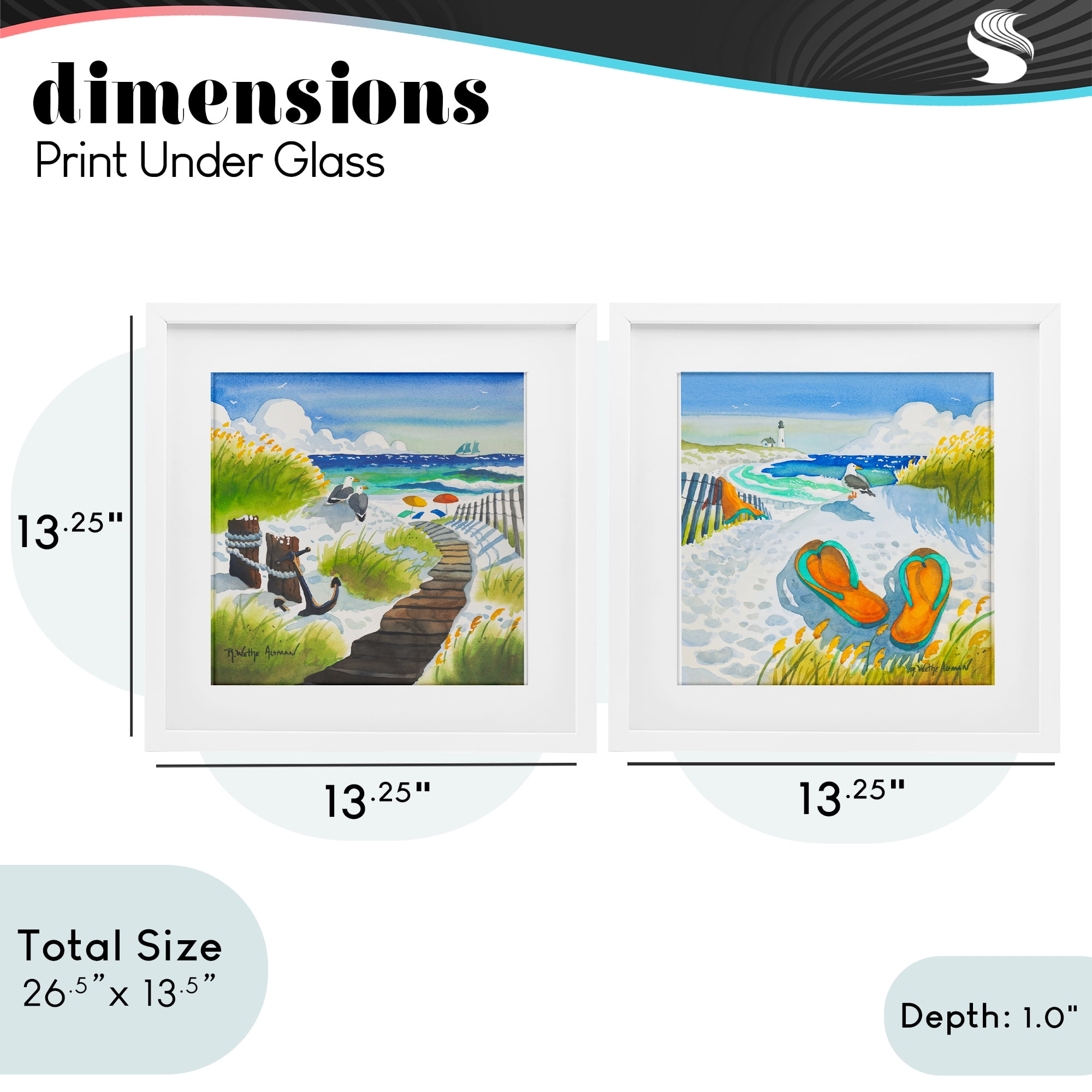 Stupell Industries Boardwalk Through Beach Scenery 2 Piece White Framed Print Under Glass Set, design by Robin Altman