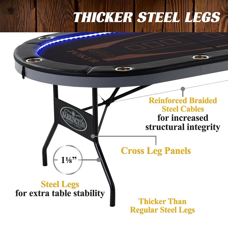 Barrington プレミアムポーカーテーブル 10人用 折り畳み Barrington 10 Player Folding Poker Table with Steel Cup
