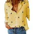 thumbnail image 1 of Innerwin Shirts Button Down Ladies Blouse Business Long Sleeve Loose Tops Yellow Black M, 1 of 2