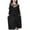 Black, variant on SDJMa Muslim Long Dress Medium Big Girls Long Sleeve V Neck Colorblock Dress