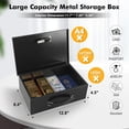 thumbnail image 2 of Fireproof Document Box with Key Lock, Large Safe Storage Box for Valuables, Fire Resistance Security Chest, Lock Box for Passport, Cash, Tablet 12.9'' x 10.7'' x 4.2'' Black, 2 of 7